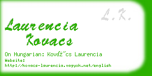 laurencia kovacs business card